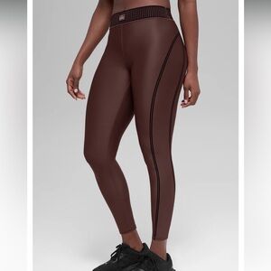 Alo Yoga Brown and Velvet Airlift High-Waist 7/8 Line Up Leggings